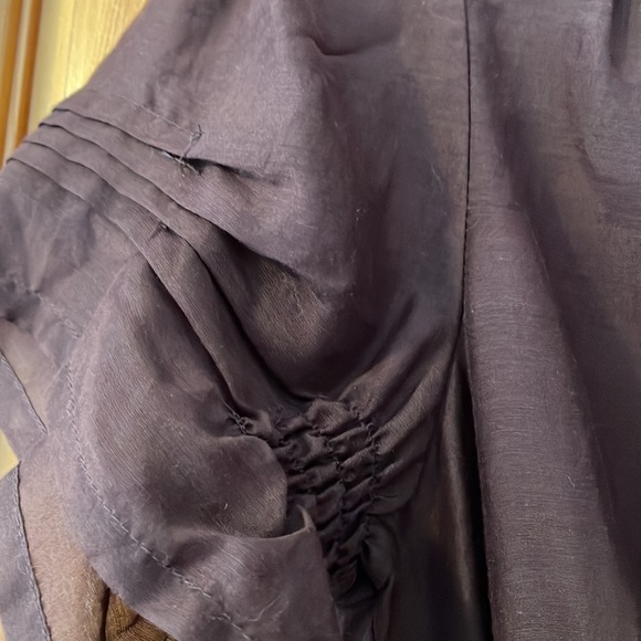 Brown BeBe semi sheer cotton/silk blouse with ruffle and tuck detail, Medium - Picture 4 of 8